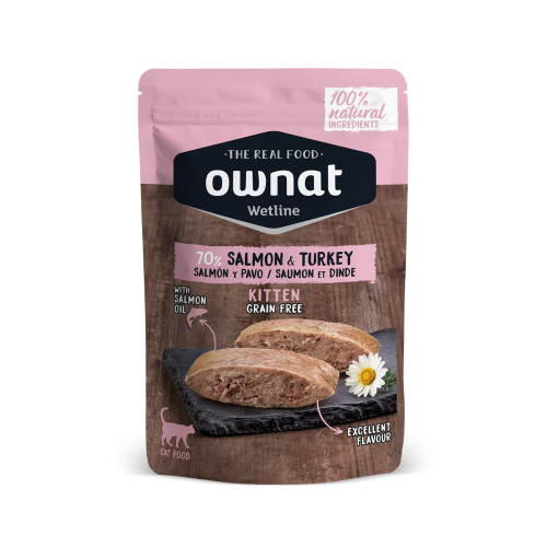 OWNAT Wetline 85g Grain Free ((Salmon & Turkey)) Kitten 無穀物主食濕包 三文魚+放牧火雞 幼貓 85克 (57007)